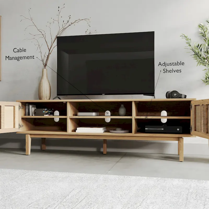 Studio London Wooden TV Stand with Doors Contemporary Media Console