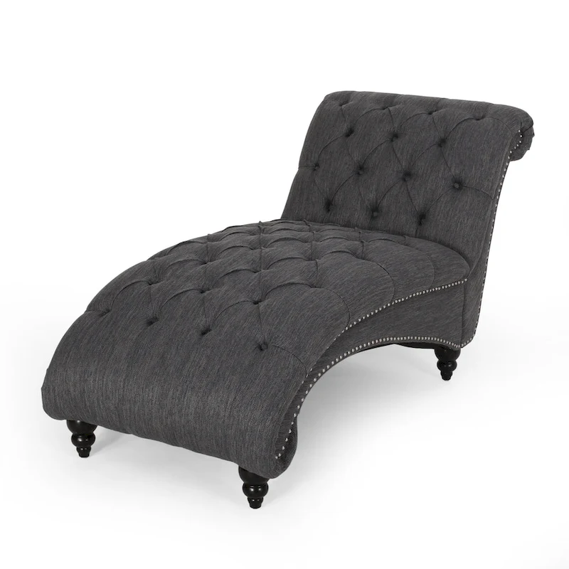 64.25 Button Tufted Chaise Lounge Chair with Birch Legs