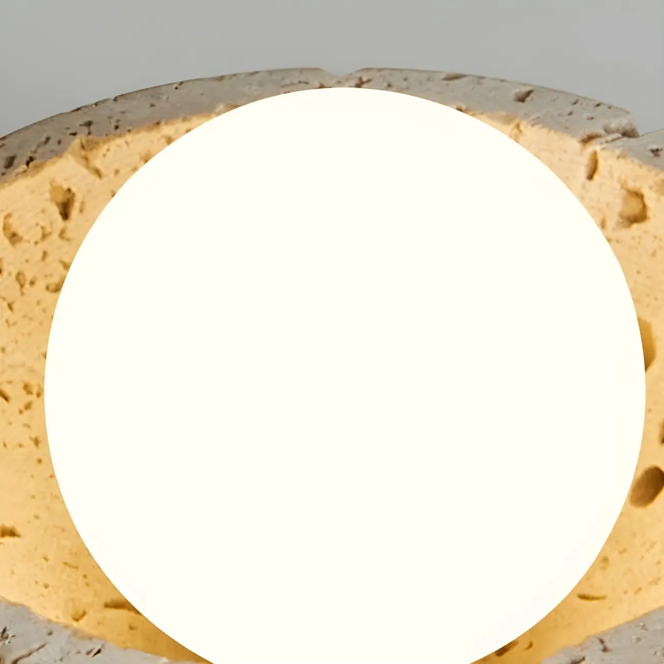 Beige Stone Dome Globe Glass Bulb Flush Ceiling Light