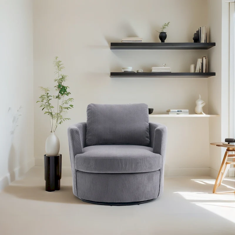 360 swivel barrel chair, comfortable round sofa chair for living room, suitable for nursery, hotel, bedroom, office