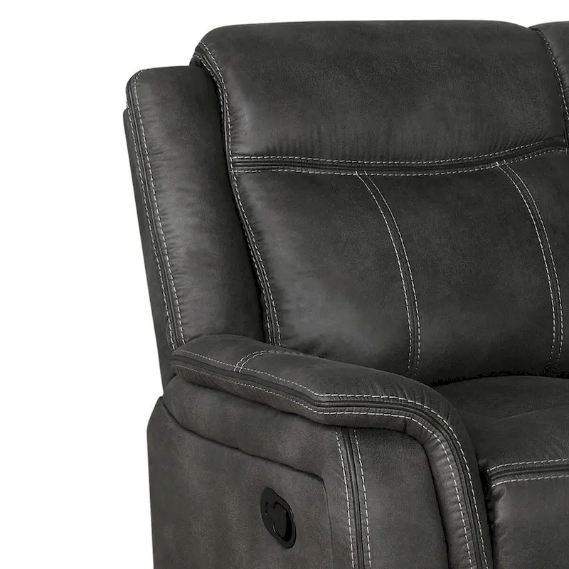 Tom 74 Inch Motion Manual Recliner Loveseat, Gel Foam, Black Faux Leather