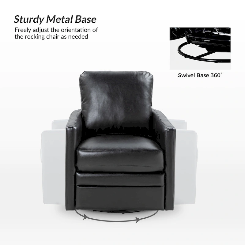 Terrance Transitional Swivel Faux Leather Barrel Accent Chair with Metal Base