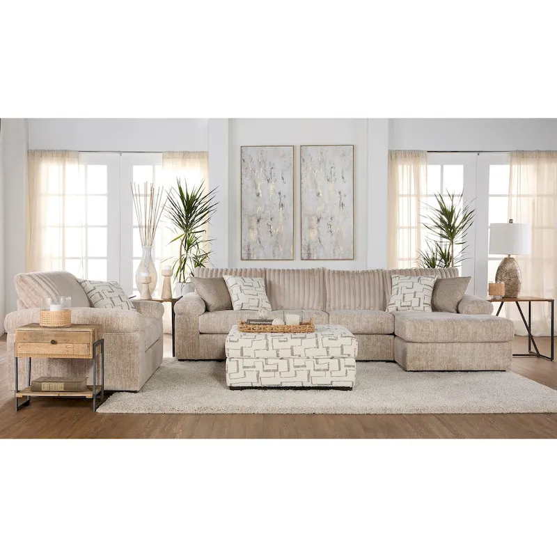Wide-Rib Corduroy Modular Sofa (Includes Chaise, Armchair, and Ottoman)
