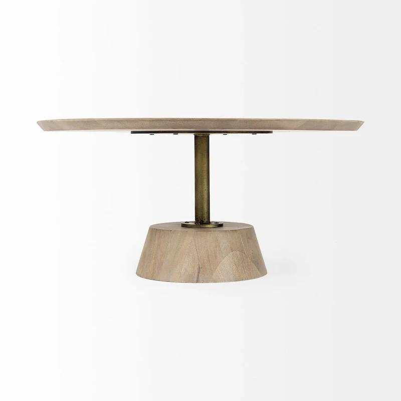 Maxwell Dark Brown Wood w/Black Metal Pedestal Round Side Table