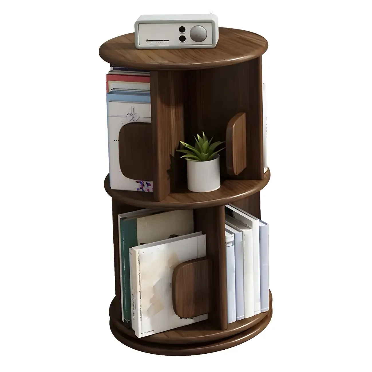 Rotatable Modern Solid Wood Geometric Display Bookcase