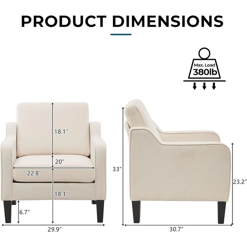 VINGLI Mid Century Modern Fabric Accent Chair