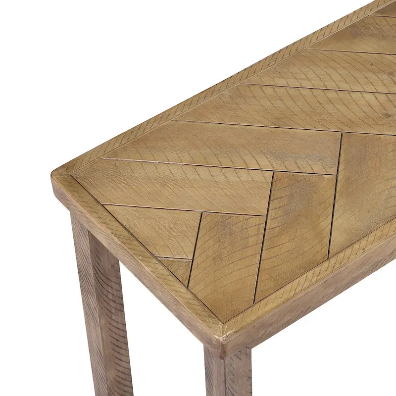 Chevron Pattern 44 Length Wooden Entryway Dining Bench