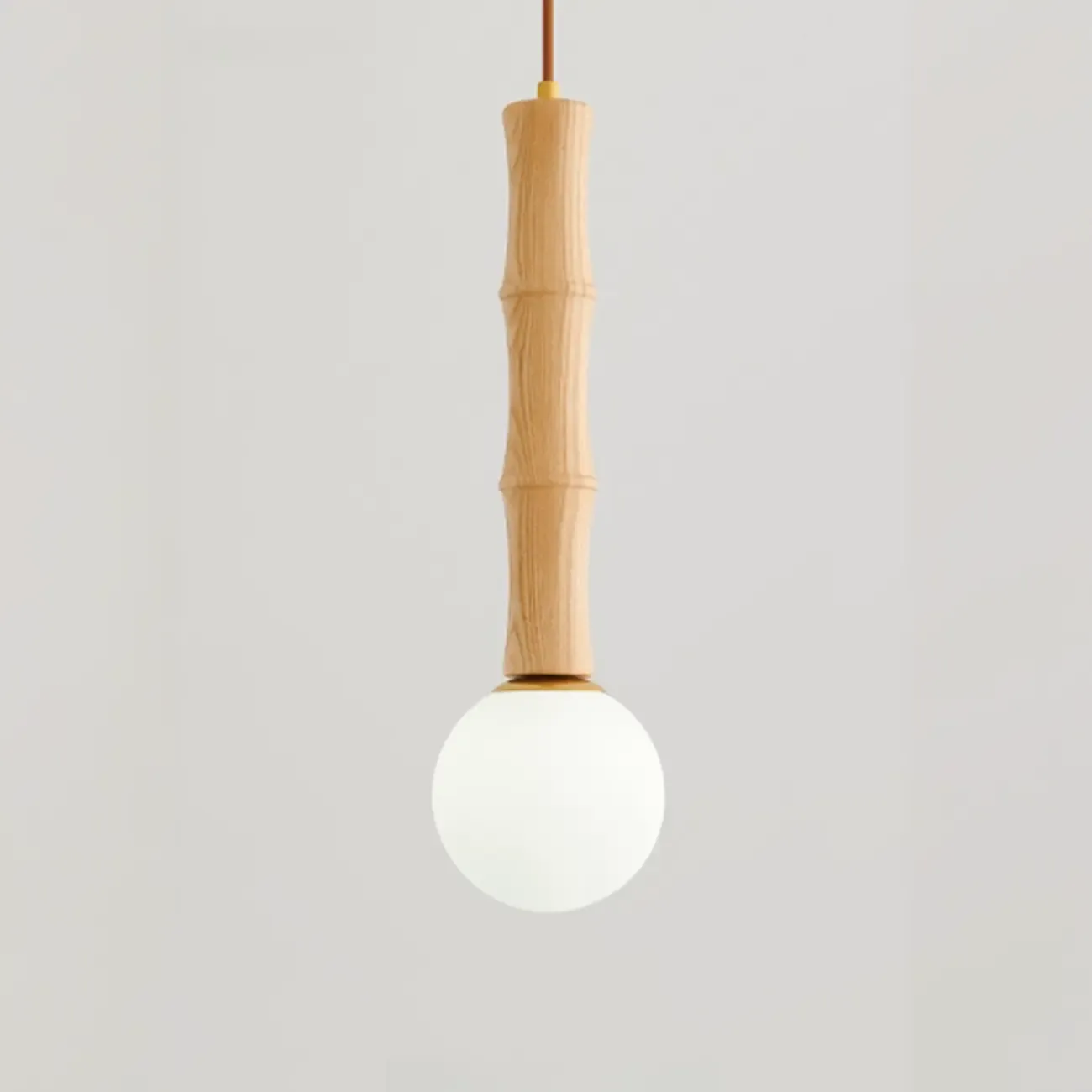 Adjustable Wood & Glass Globe Hanging Pendant Light Fixture