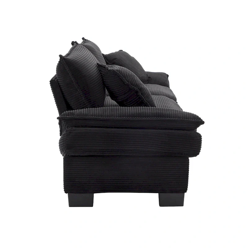 65.5 Upholstered 3-Seater Sofa Couch with Two Pillows and Sturdy Construction