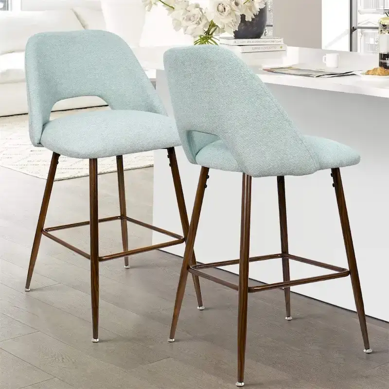 Upholstered Modern Bar Stool Walnut Leg (Set of 2)
