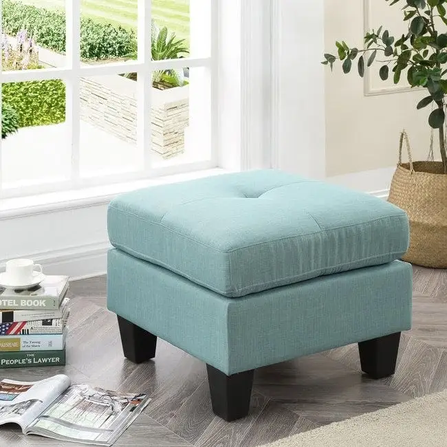 Twill Tufted Ottoman