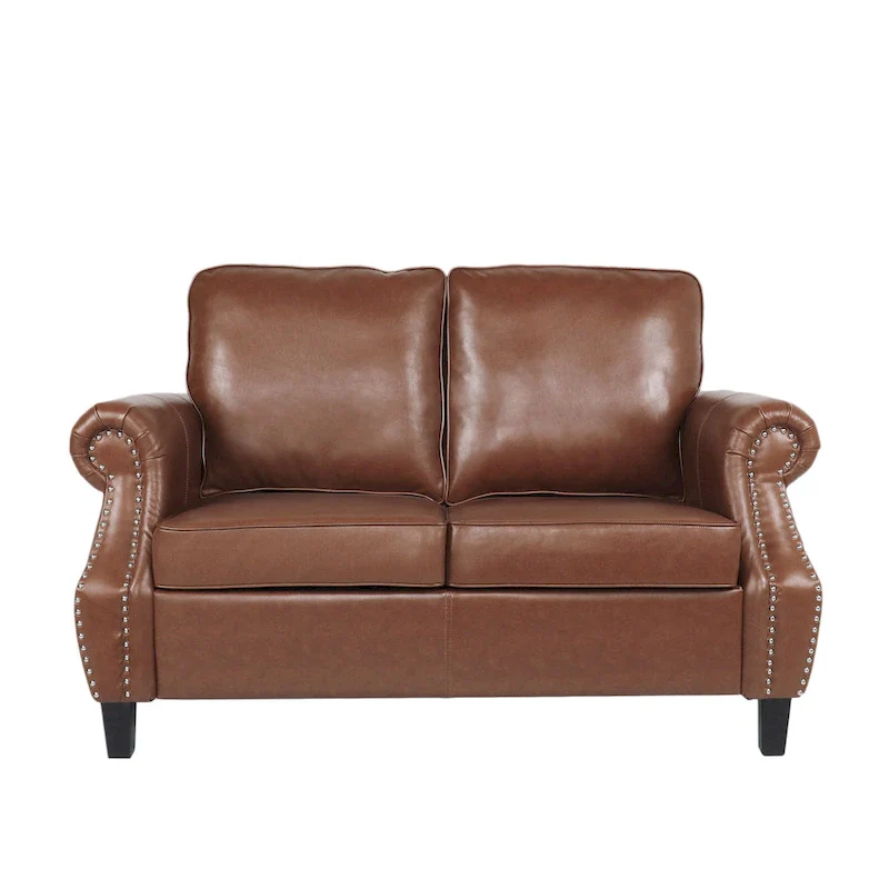 Lawton Faux Leather Loveseat with Nailhead Trim by Christopher Knight Home