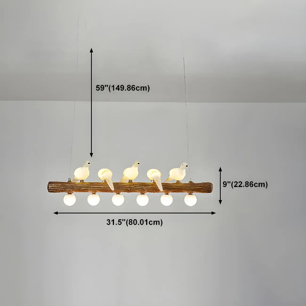 Rustic Wood LED Bird Island Chandelier