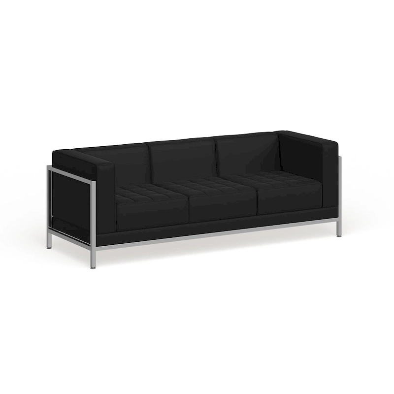 LeatherSoft Modular Sofa with Quilted Tufted Seat and Encasing Frame - 79W x 28.75D x 27.25H