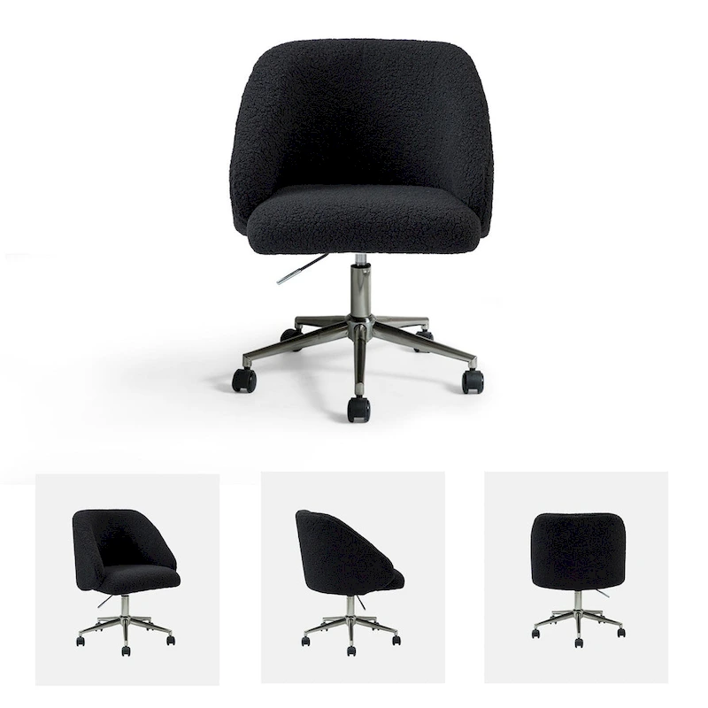 Joah Modern Boucle 360 Swivel Height Adjustable Swivel Office Chair with Rolling Wheels by HULALA HOME - N/A