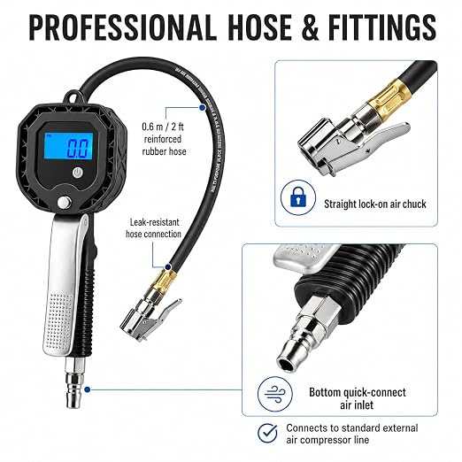 SEAPENG BW-002 Digital Tire Pressure Gauge, 5-230 PSI for cars, trucks, RVs and garages