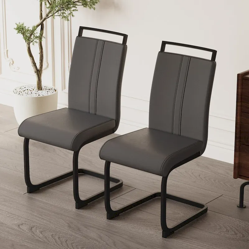Modern Dining Chairs,PU Faux Leather High Back Upholstered Side Chair with C-shaped Tube.Metal Legs(Set of 4)
