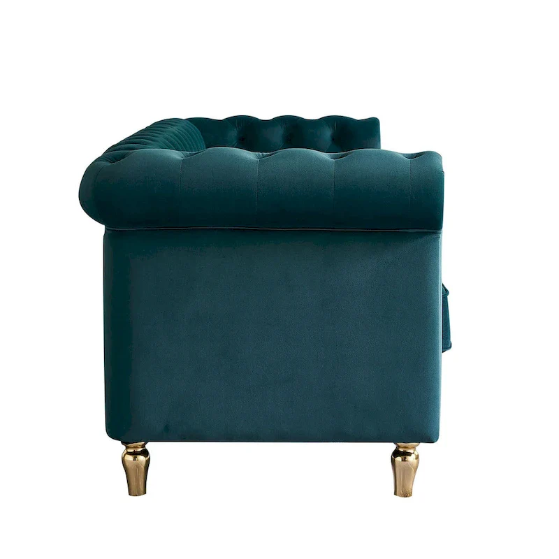 Chesterfield Velvet Sofa with Gold Strip Trim
