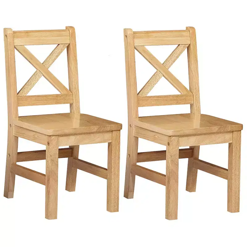 eHemco Solid Hard Wood X Back Kids Chair, Set of 2