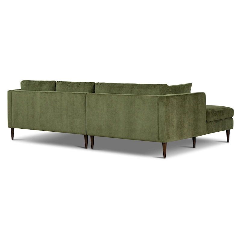 Poly & Bark Lucerne Sectional with Extra-Wide Chaise in Distressed Green Velvet