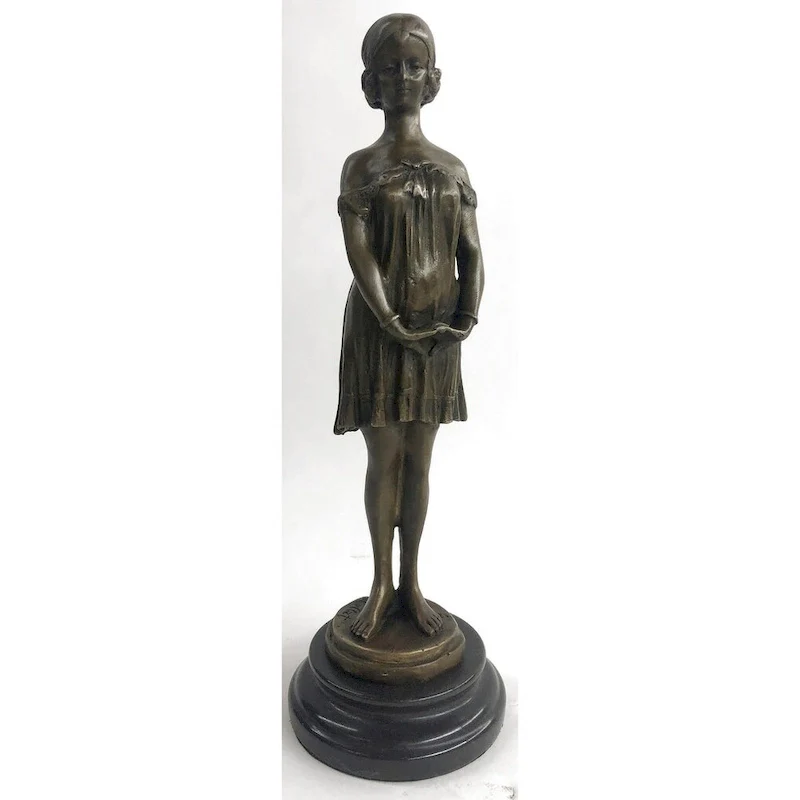 Pretty Pure 100 Percent Solid Bronze Female Clical Portrait Sculpture Figurine Deal