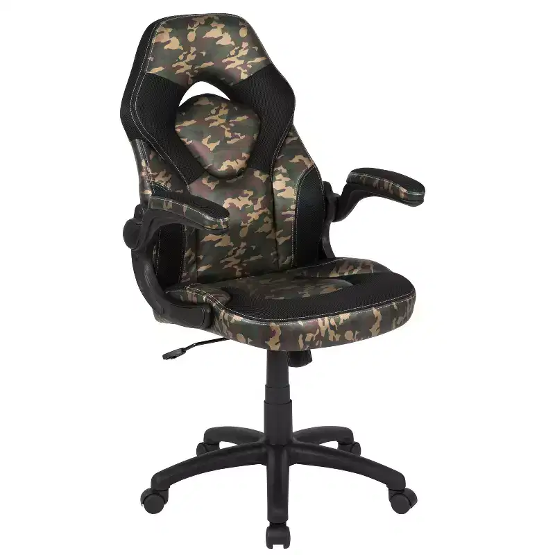 Flash Furniture Gaming Desk and Racing Chair Set with Cup Holder, Headphone Hook & 2 Wire Management Holes