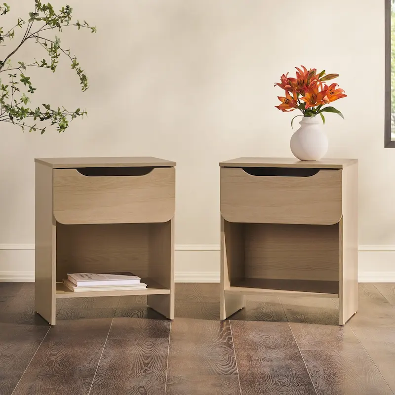 Middlebrook Designs Modern 1-Drawer Nightstand with Cubby (Set of 2)