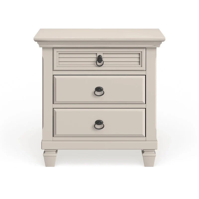 Gregory White Pine Wood 3-drawer Nightstand