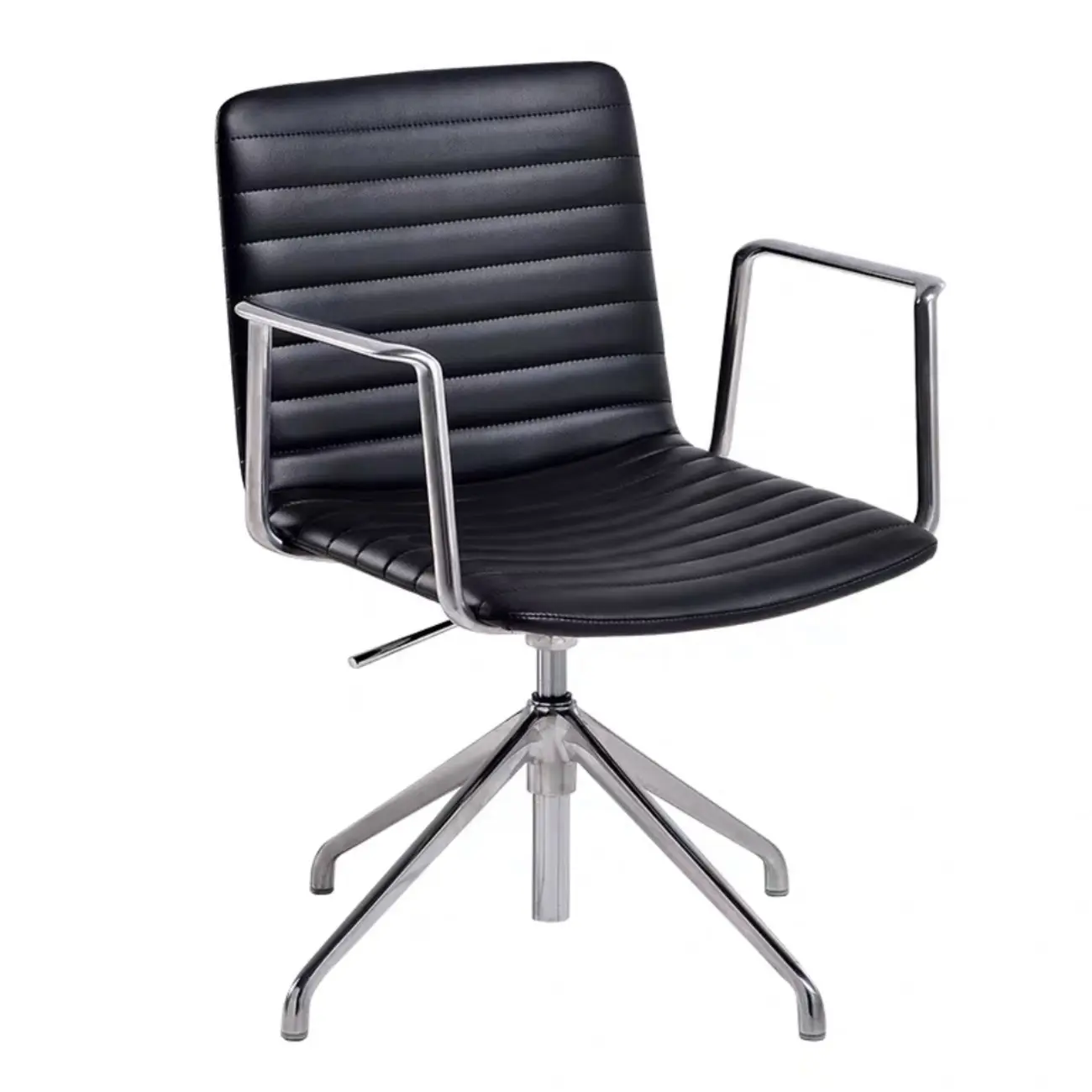 Modern Black Leather Metal Adjustable Swivel Office Chair