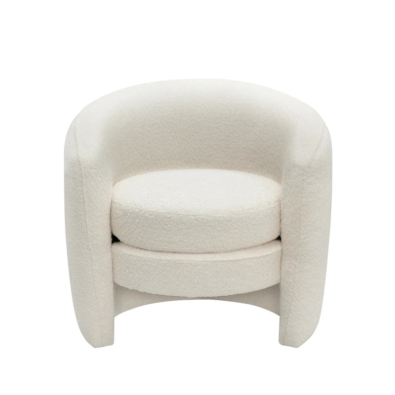 Boucle Upholstered Accent Chair with Curved Back, Plush Seating and No Assembly Required