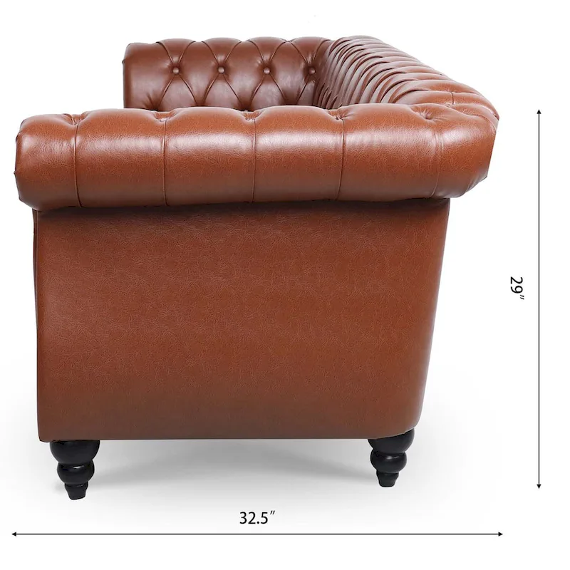 84.65 Rolled Arm Chesterfield 3 Seater Sofa