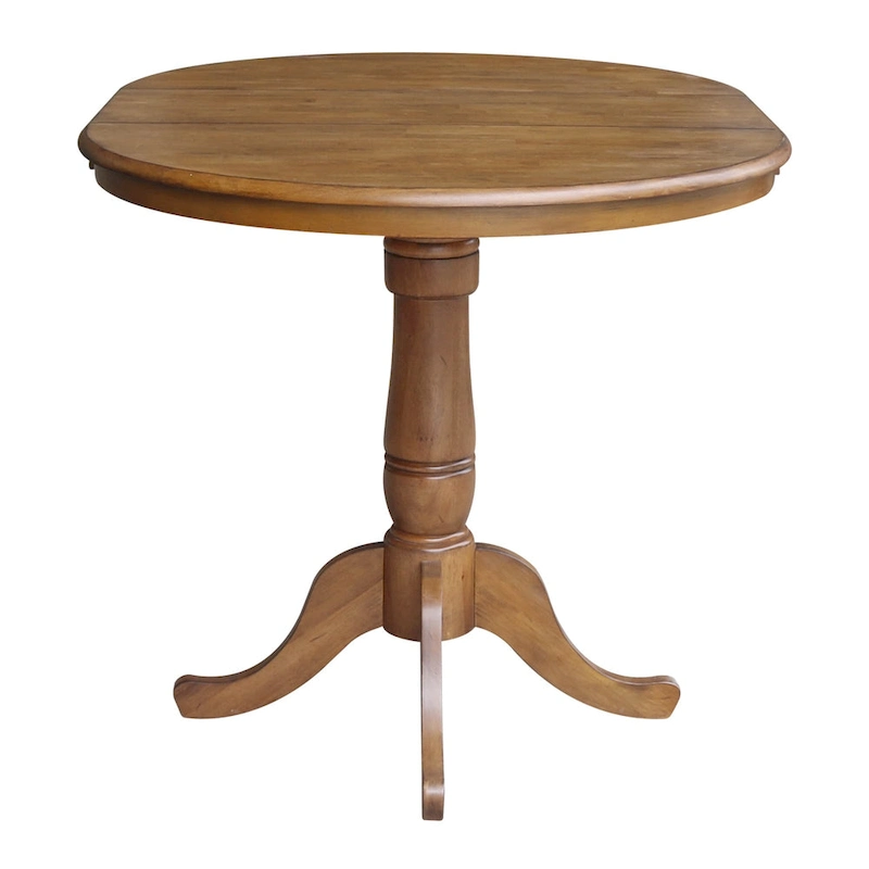 36 Round Pedestal Table with 12 Leaf in Pecan