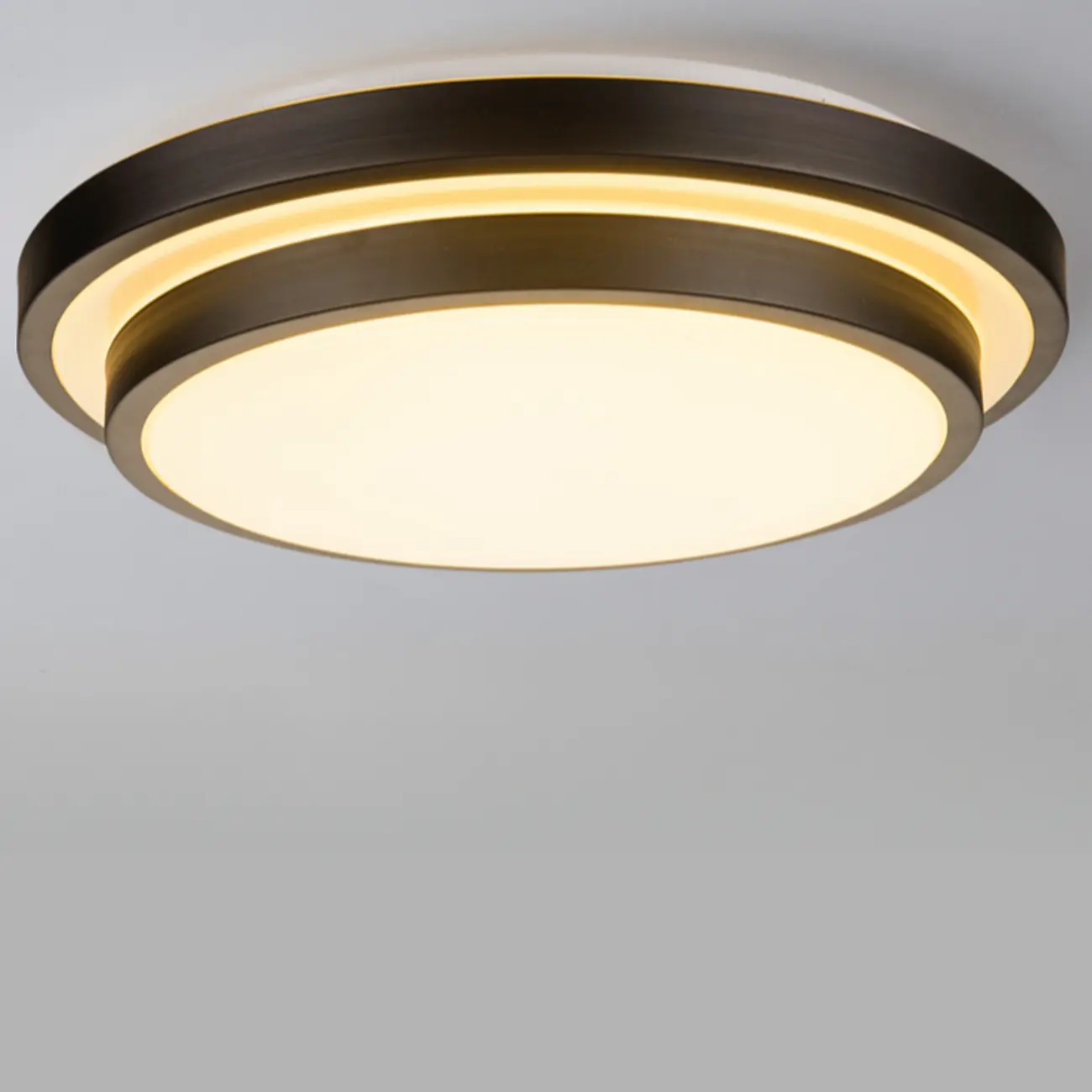 Industrial Black Round Warm LED Flush Mount Ceiling Light
