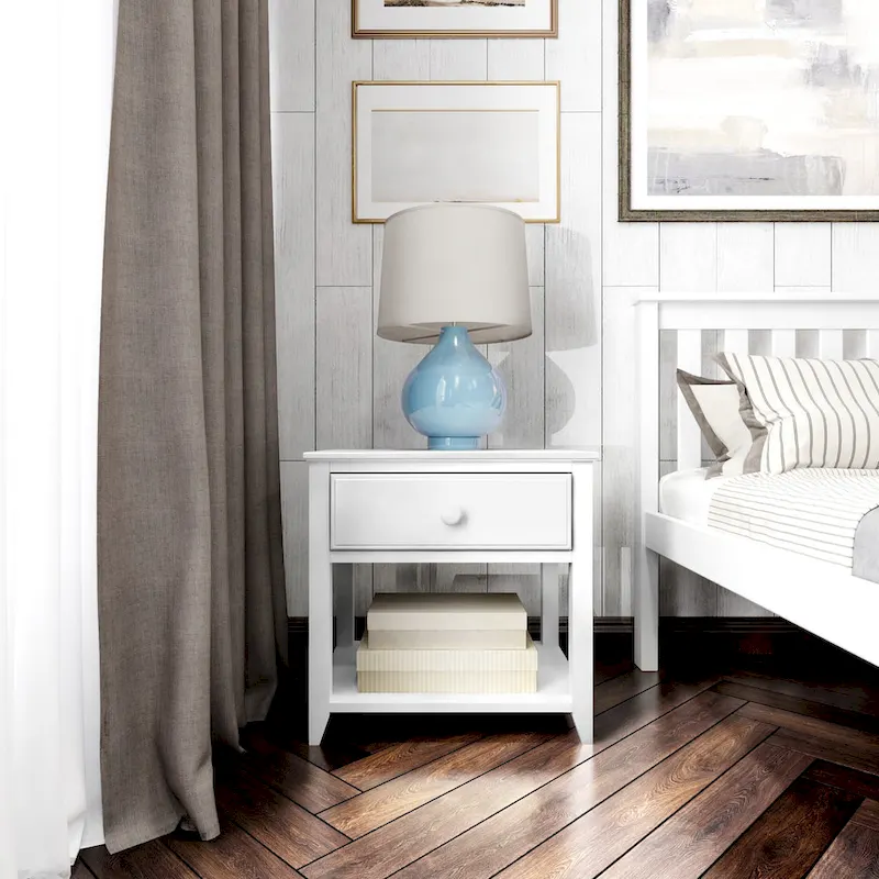 Plank and Beam Nightstand with Drawer and Shelf