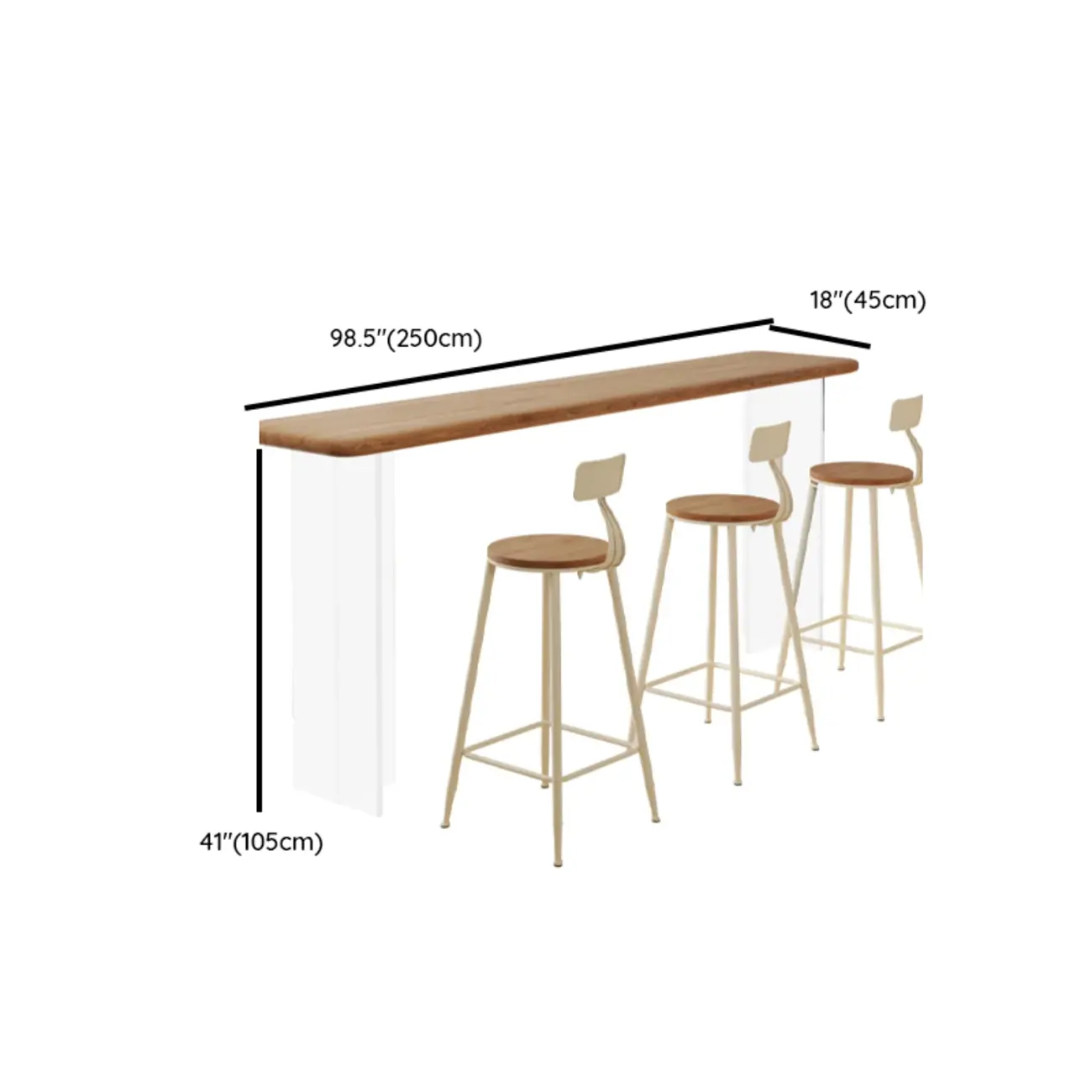 Modern Natural Wood Transparent Twin Pedestal Bar Tables