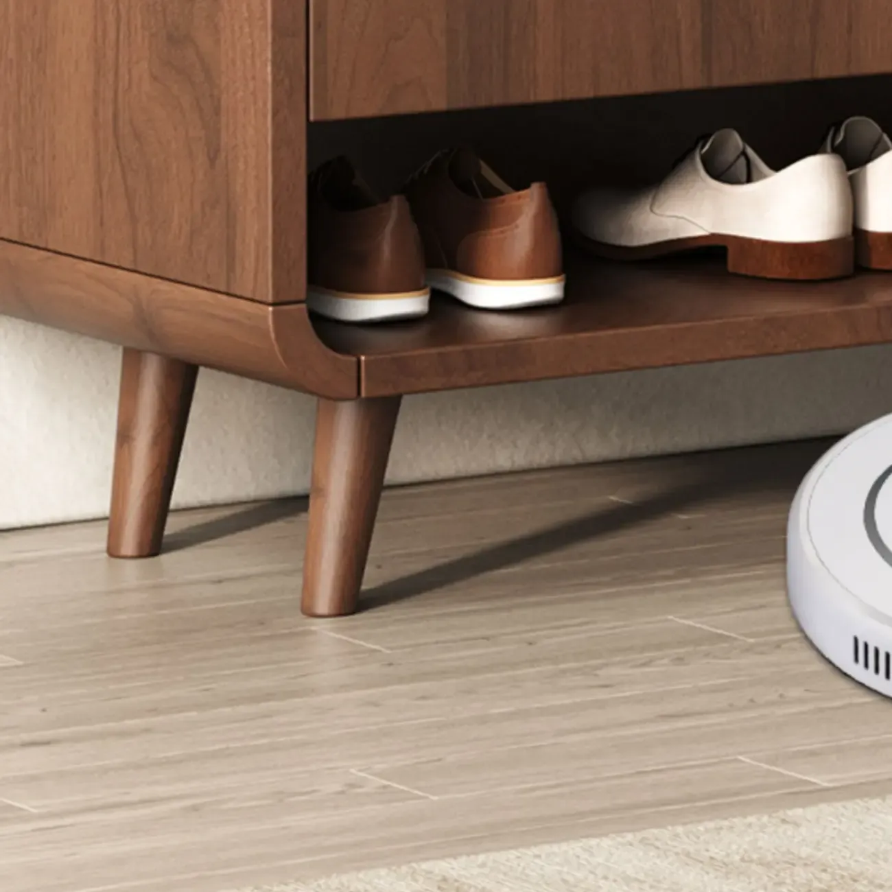 Modern Manufactured White Wood Shoe Cabinet