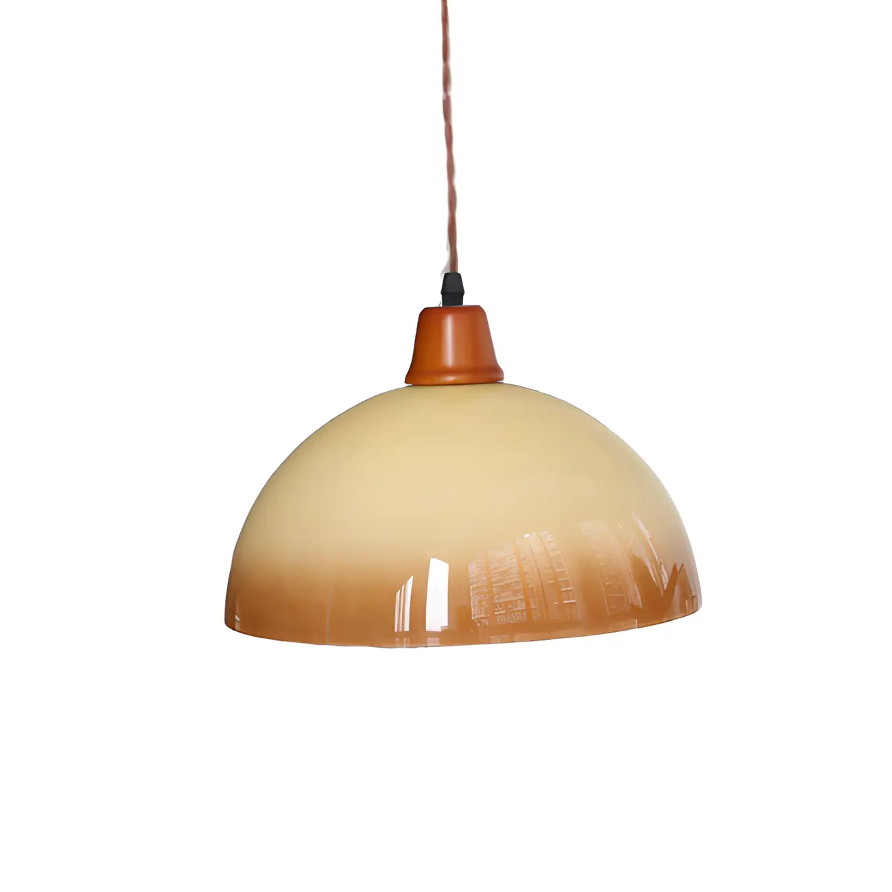 White Glass Wood Rope Round Pendant Light