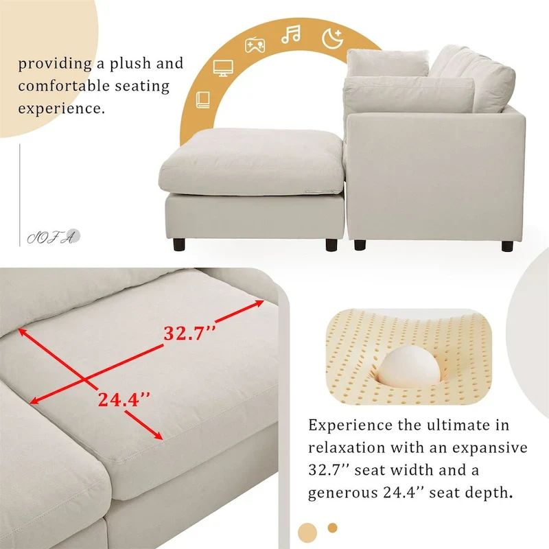 Merax Upholstery Convertible Sectional Sofa, L Shaped Couch with Reversible Chaise