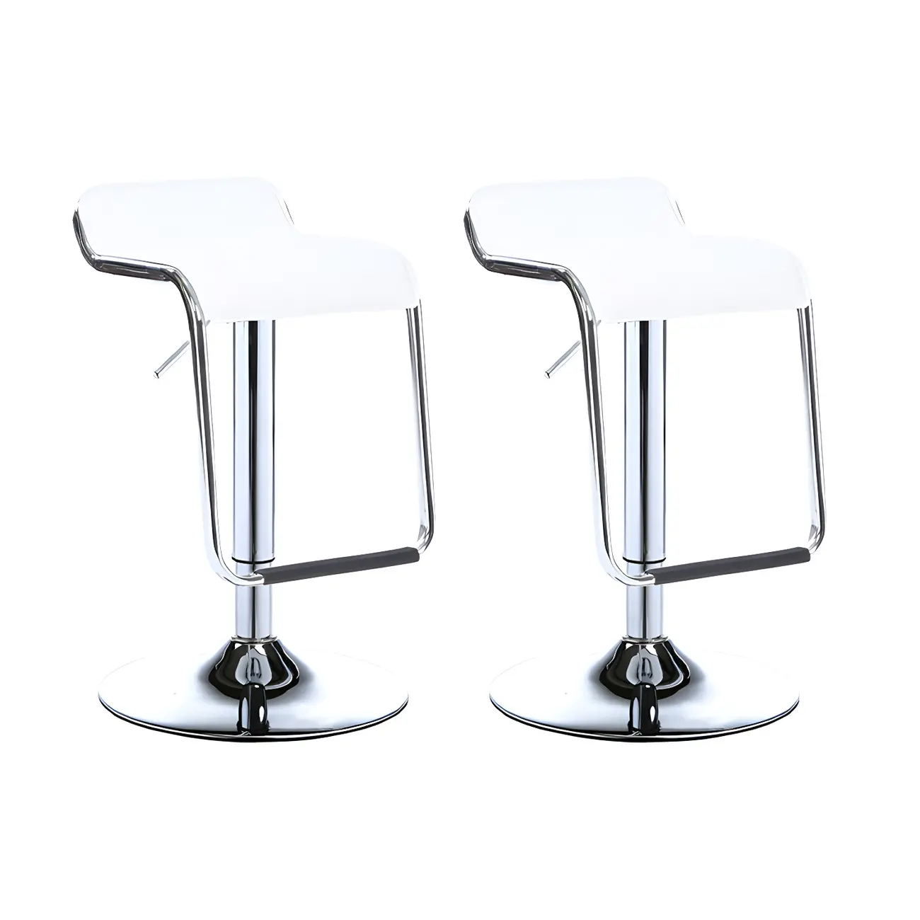 Modern Pedestal Swivel Bar Stool Adjustable Height Low Back Faux Leather
