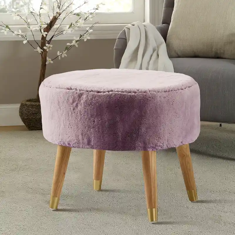 Serenta Heavy FauxFur Oval Ottoman