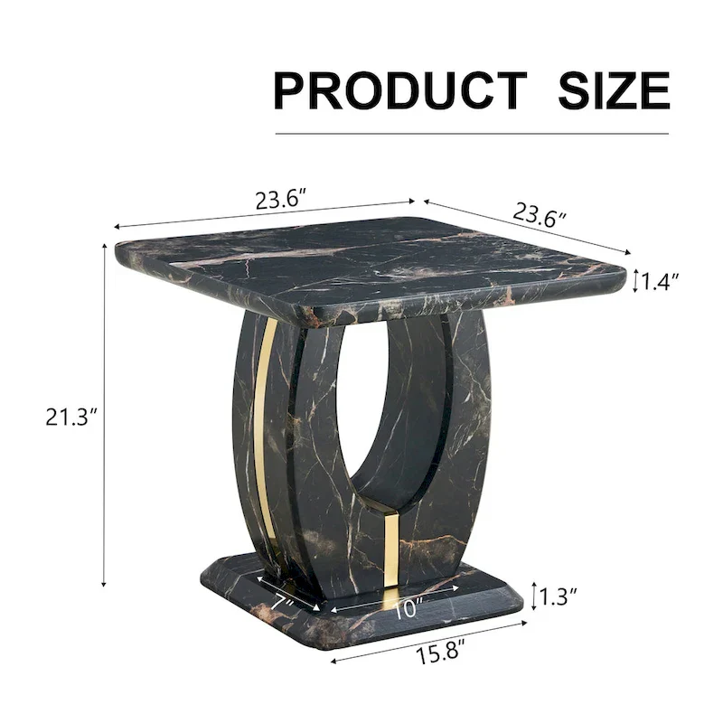 23.6 Square Coffee Table with Gold-Tone Leg Strips