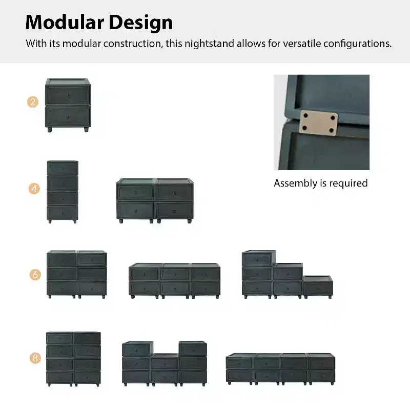 Oddone 2 - Drawer end table Set of 2 With Modular Design| ART OF LIVING DESIGNS