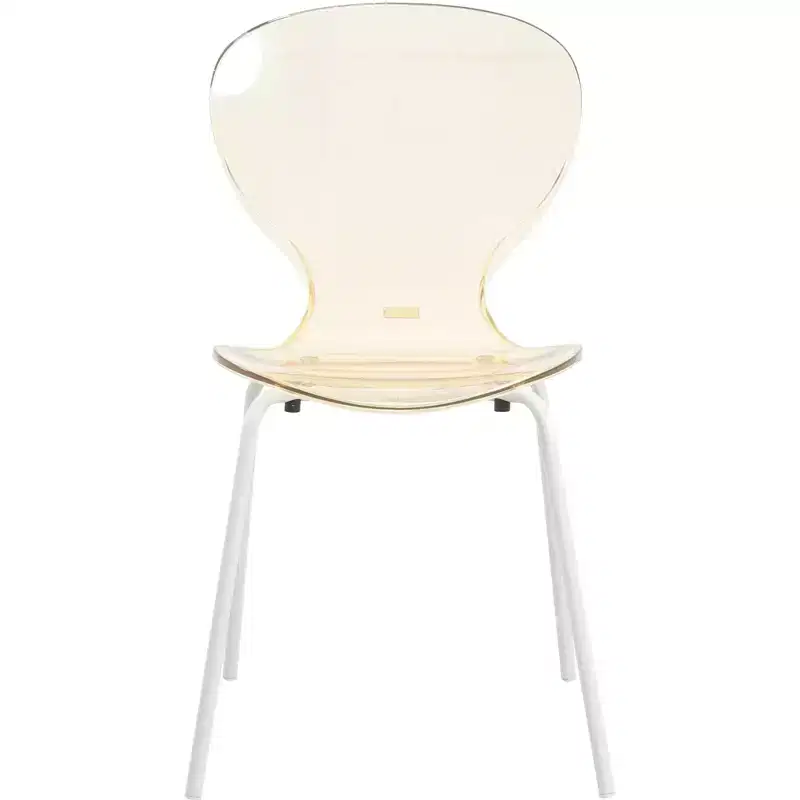 LeisureMod Bristol 5-Piece Dining Set Round Dining Table, 4 Plastic Dining Chairs White Legs