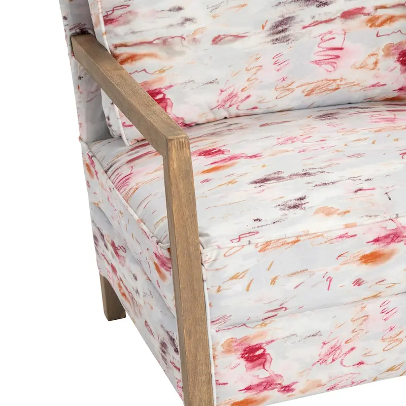 Soft Pink Abstract Patterned Accent Chair - 31.25 x 29.5 x 31