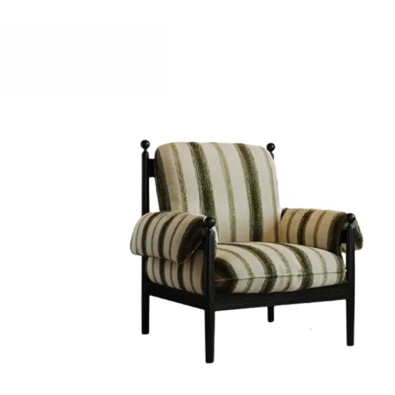 Modern Striped Accent Chair with Removable Cushion