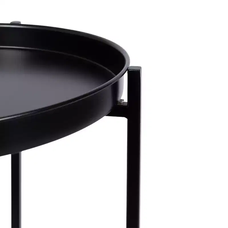 Round 2-Tier Metal Foldable Tray Table