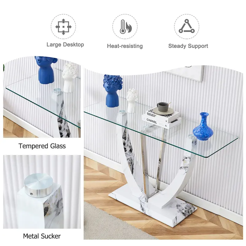 Modern and simple rectangular glass console table