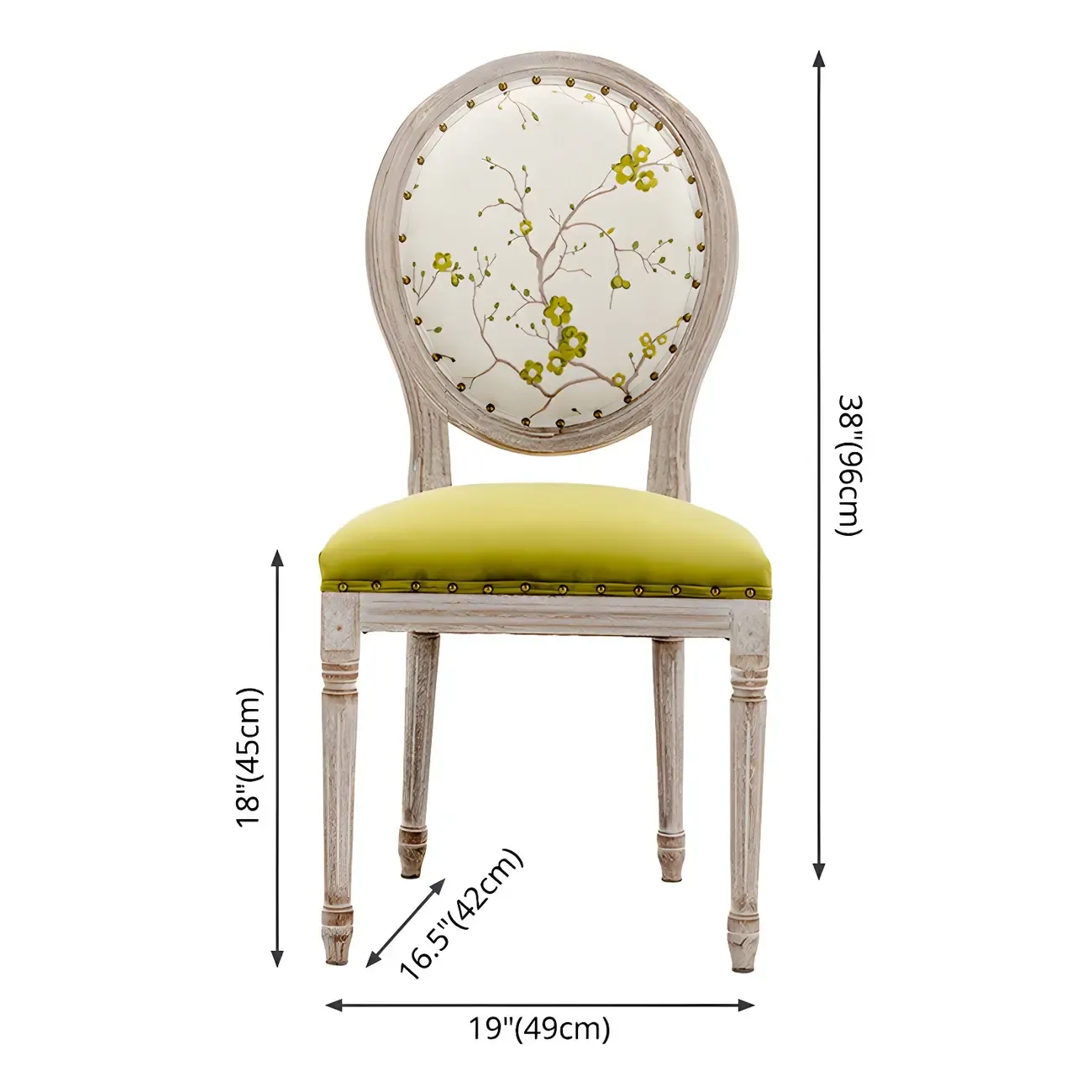 Upholstered King Louis Back Light Wood Dining Chair