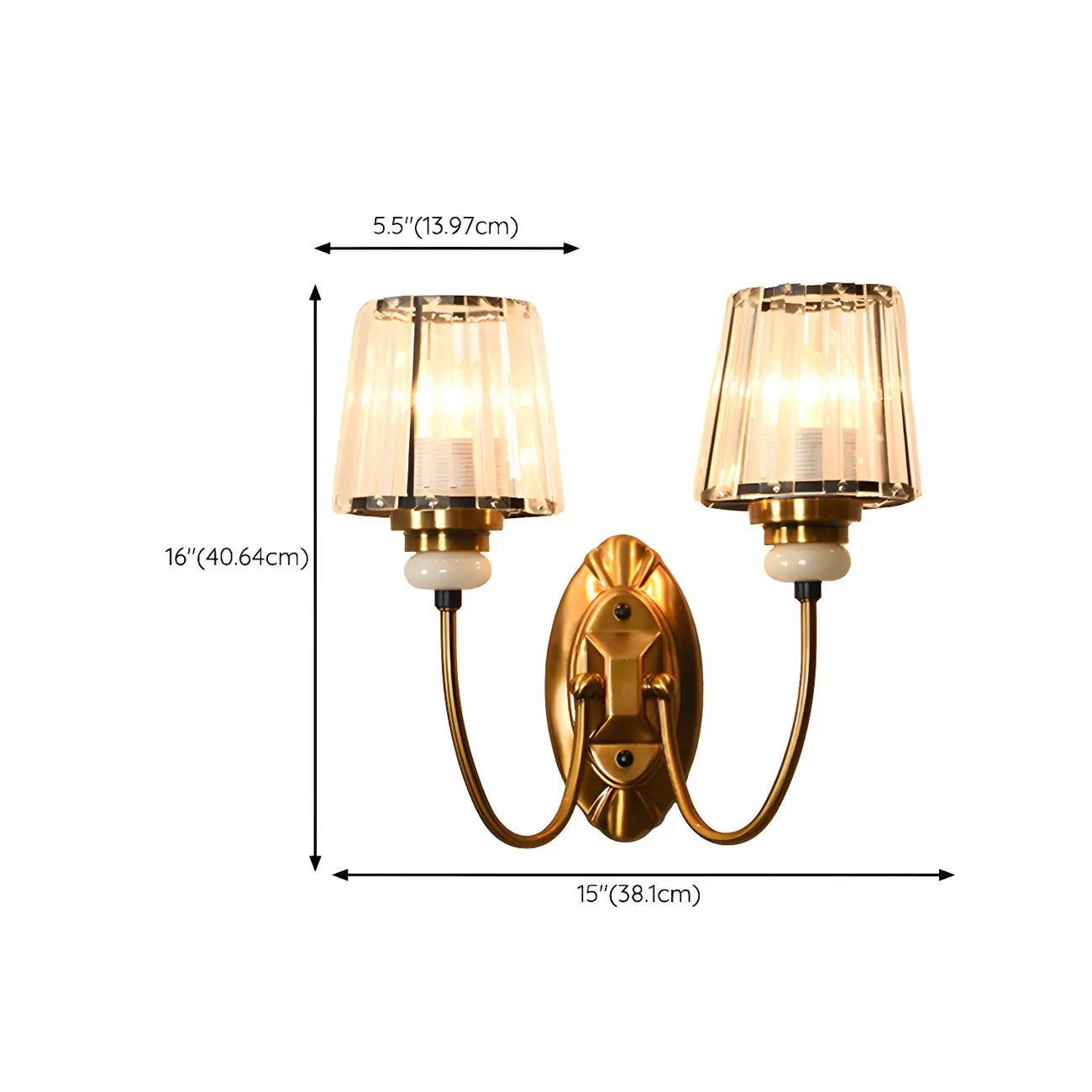 Elegant Brass Wall Sconce with Crystal Shade