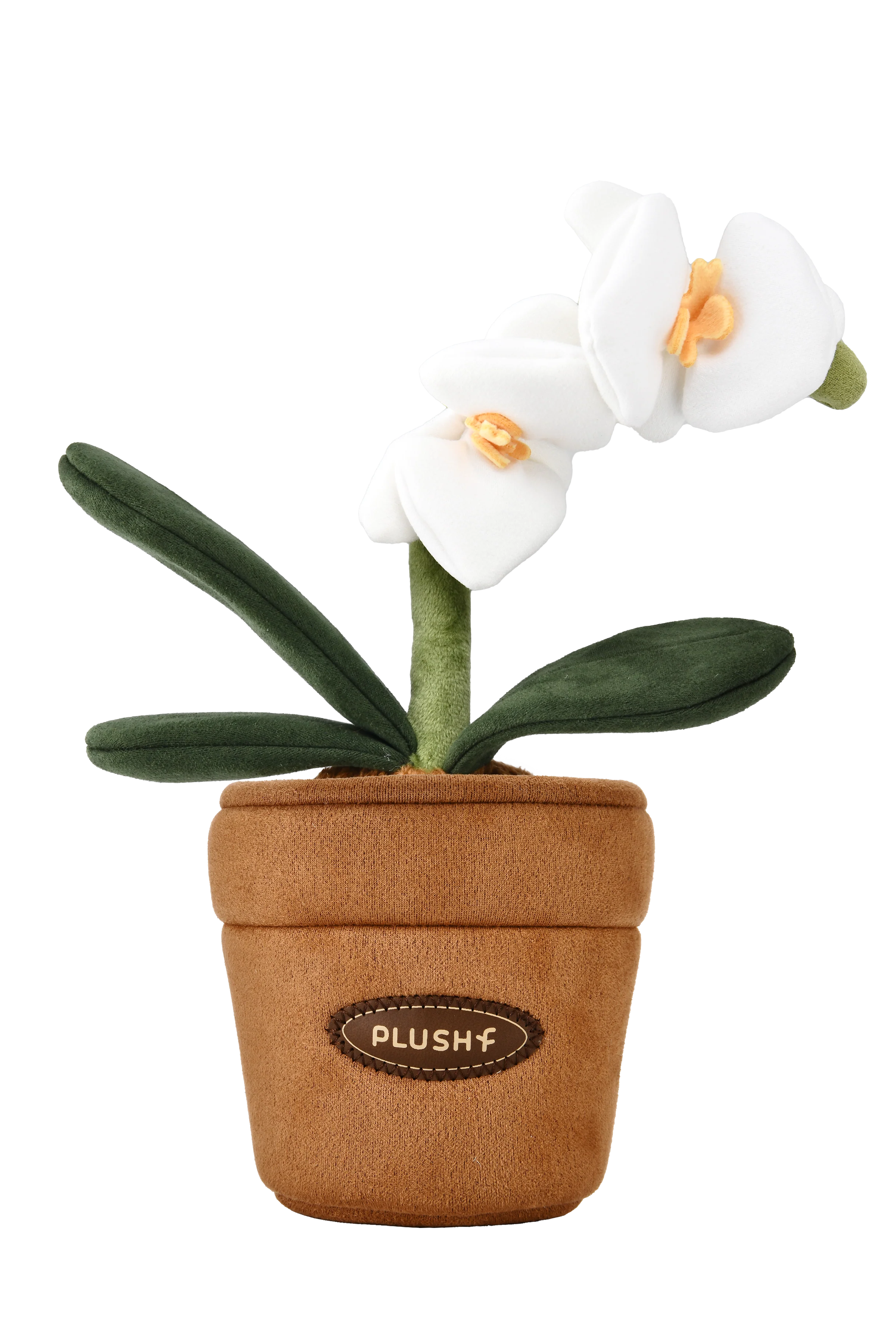 PlushWoods White Orchid Plant Plush With Pot 25cm